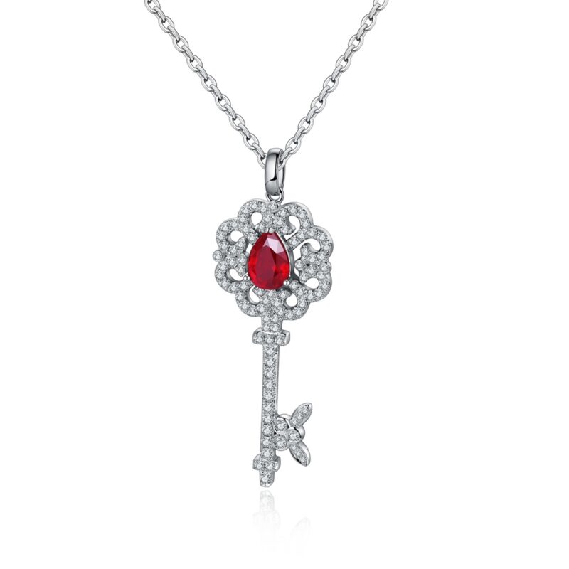 9K Artificial Ruby Pendant Necklace