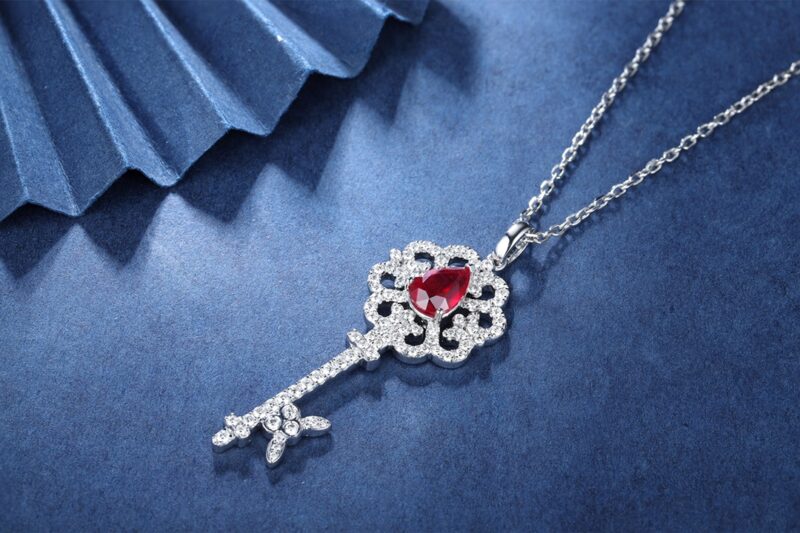 9K Artificial Ruby Pendant Necklace - 图片 3