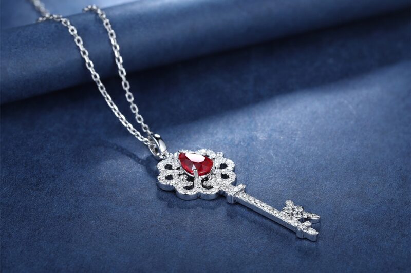 9K Artificial Ruby Pendant Necklace - 图片 2