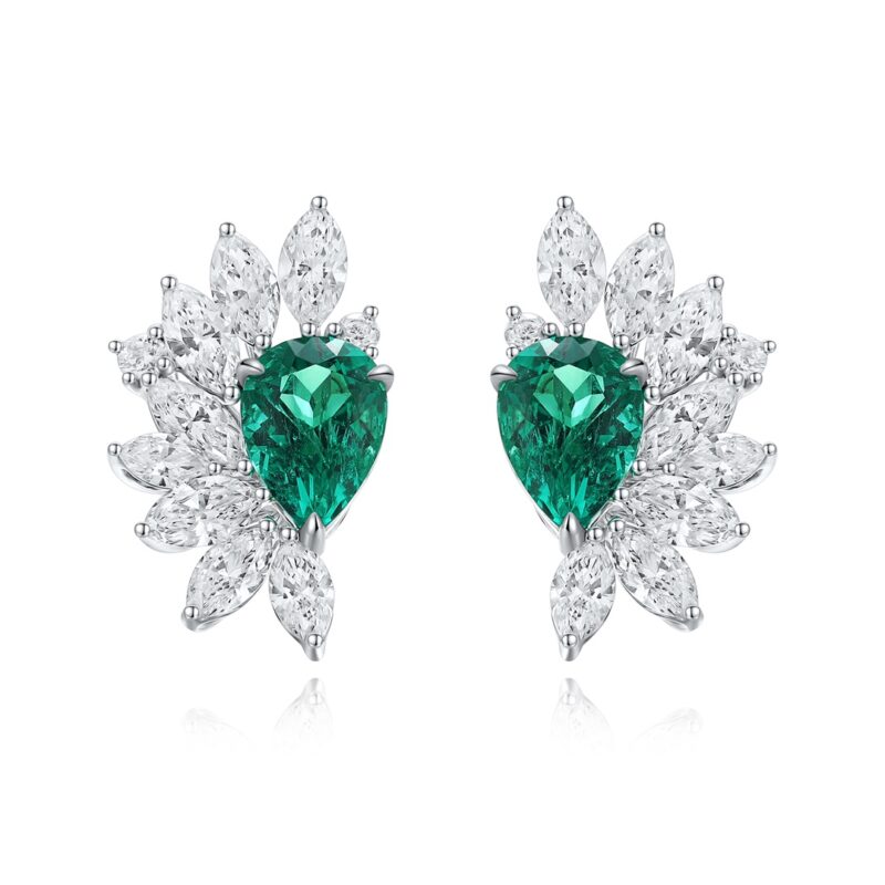 14K Artificial Emerald Earrings