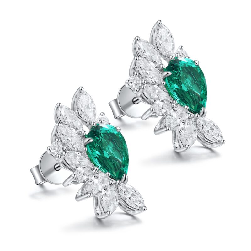 14K Artificial Emerald Earrings - 图片 2