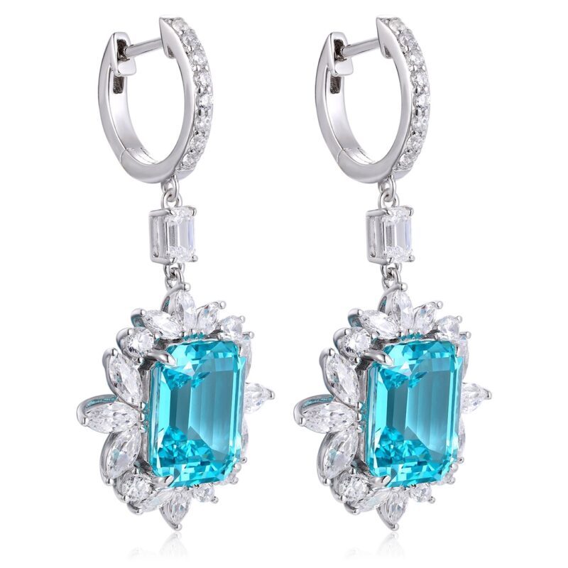 14K Artificial Sapphire Earrings - 图片 2