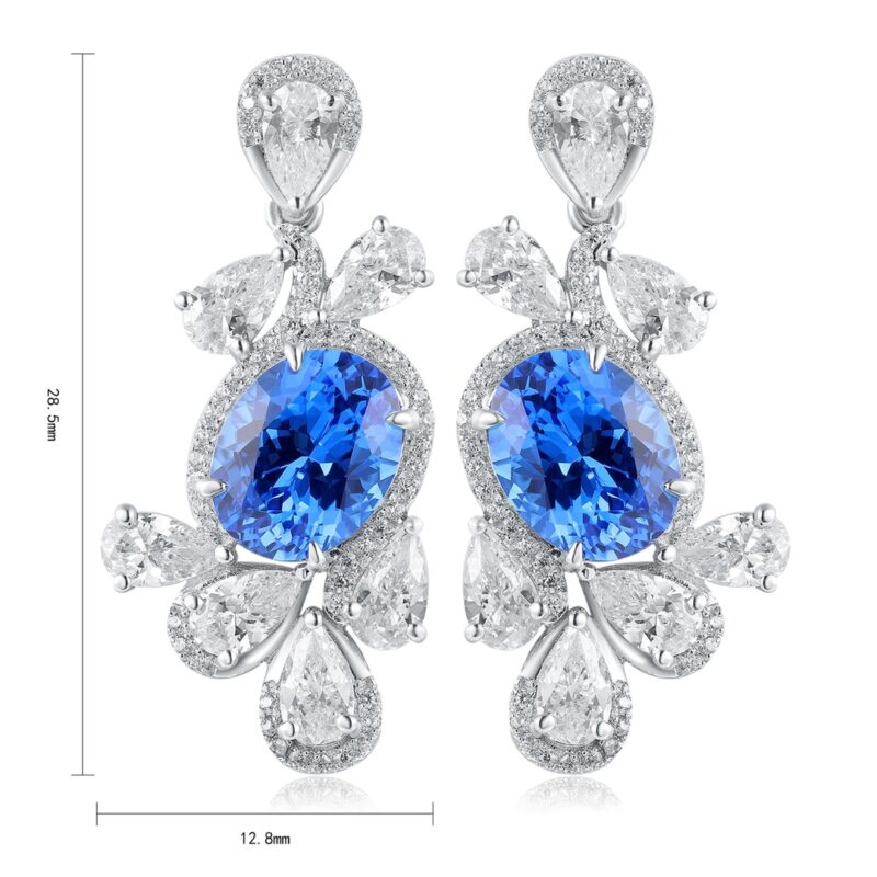 14K Artificial Sapphire Earrings - 图片 2