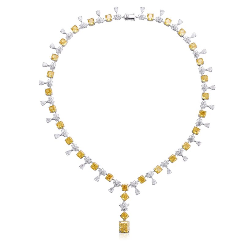 14K Artificial Yellow Gemstone Luxury Necklace