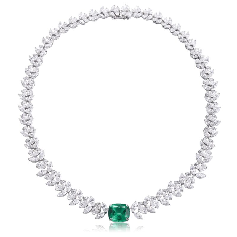 14K Artificial Emerald Necklace