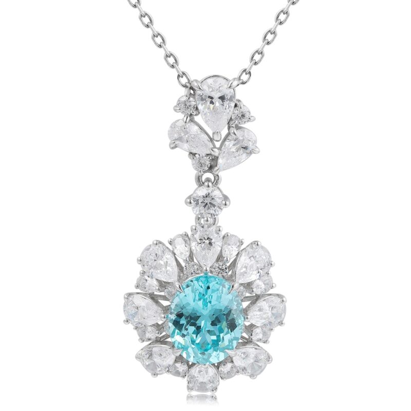 14K Artificial Sapphire Necklace - 图片 2