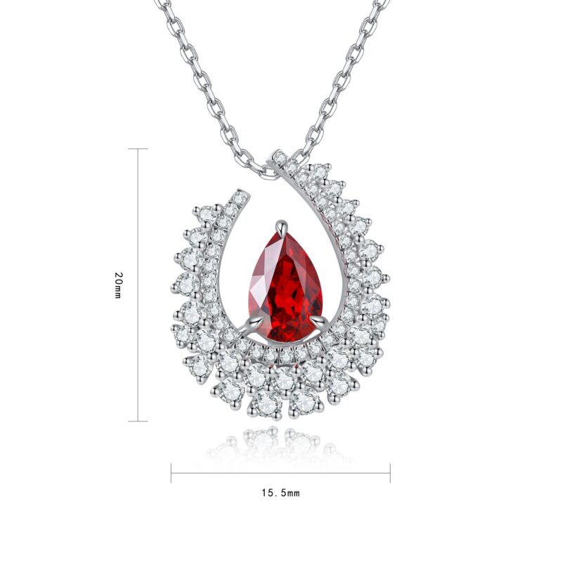 9K Artificial Ruby Pendant Necklace - 图片 2