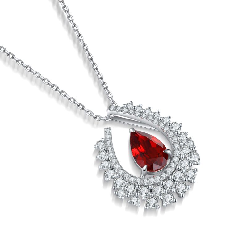 9K Artificial Ruby Pendant Necklace