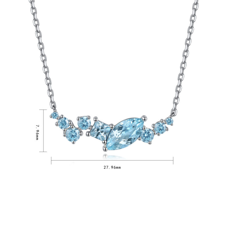 14K Artificial Sapphire Necklace - 图片 2