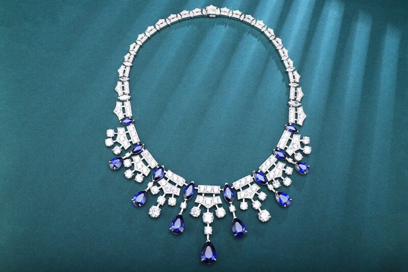 14K Artificial Sapphire Necklace - 图片 2