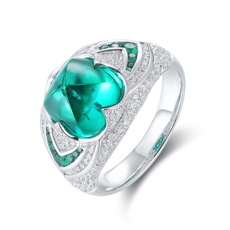 9K Artificial Emerald Ring