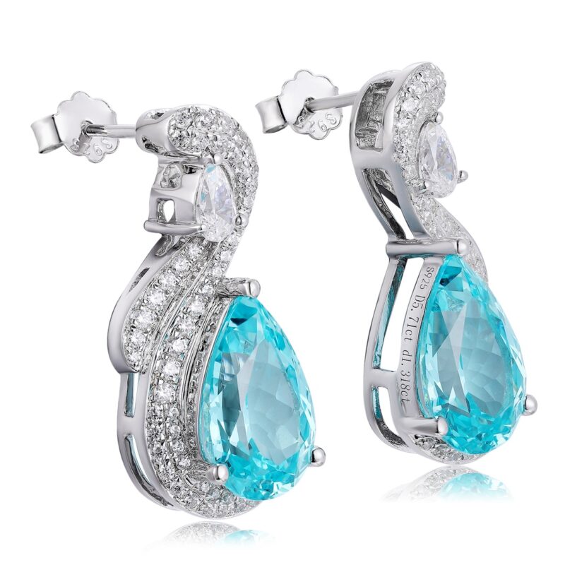 9K Artificial Sapphire Earrings - 图片 2