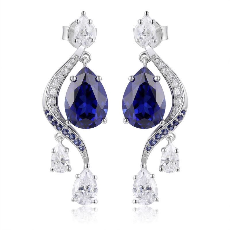 14K Artificial Deep Blue Gemstone Earrings