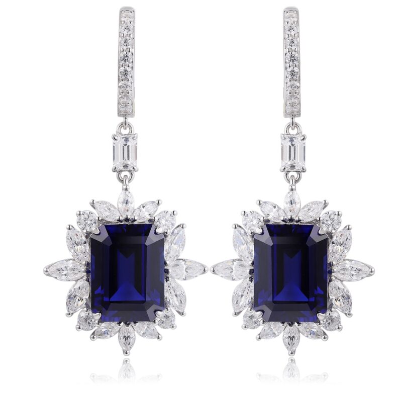 9K Artificial Deep Blue Gemstone Earrings