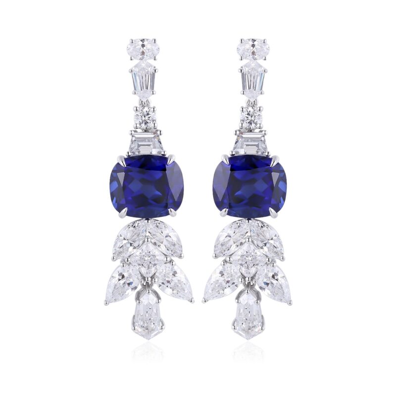 14K Artificial Deep Blue Gemstone Earrings