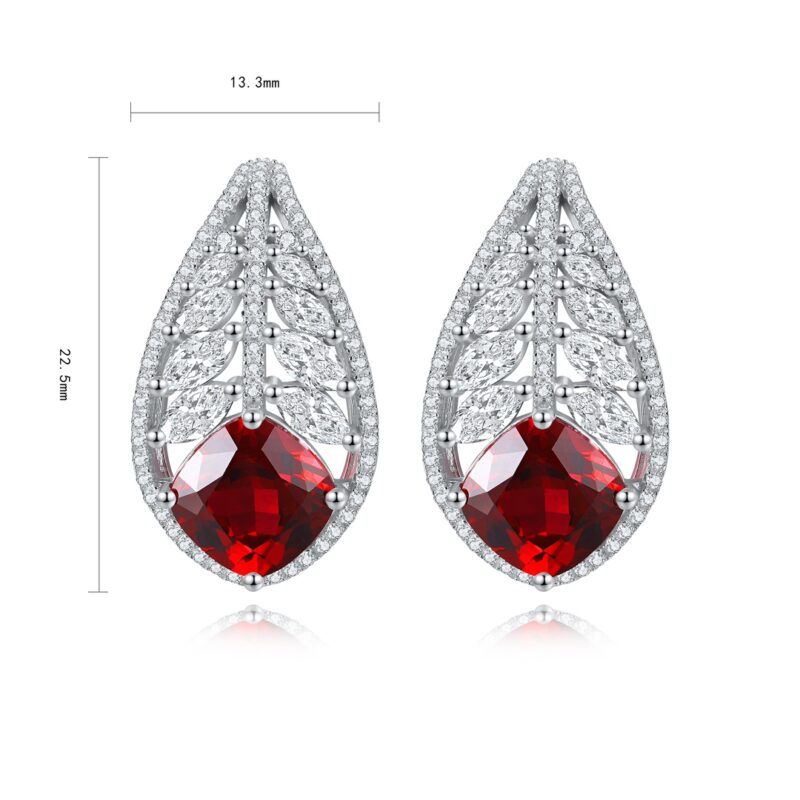 14K Artificial Ruby Earrings - 图片 2